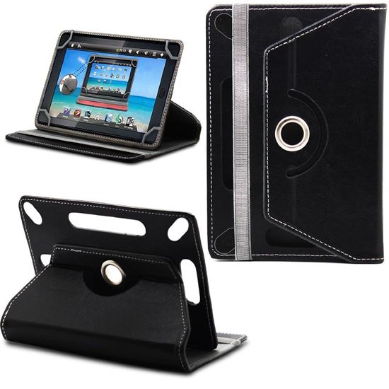 Picture of Leather 7-inch Tablet Cover Case 360 degree Rotating Stand For All Types Of 7-inch Tablets With 1 Touch Stylus Pen (Black)