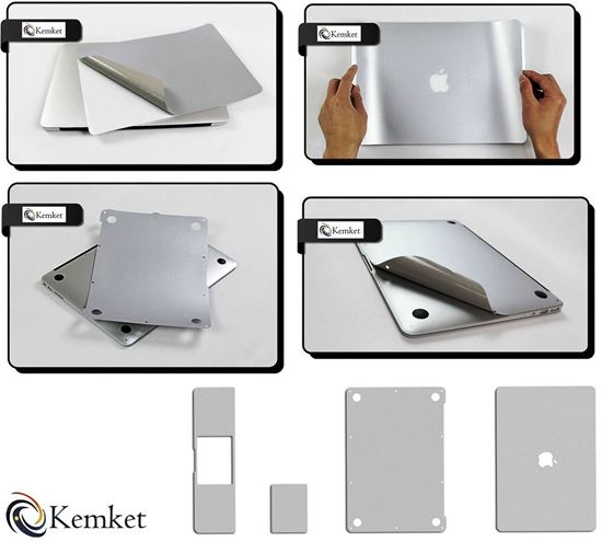 Picture of MacBook Air- 11.6 Inch Clear Screen Protector 5 in 1 Screen Protector Film For Apple Mac Book Laptop, Include Screen Protector, Palmrest with Trackpad, Upper and Bottom Cover Protective Skin, Easy To Install & Auto Absorption ( Silver )