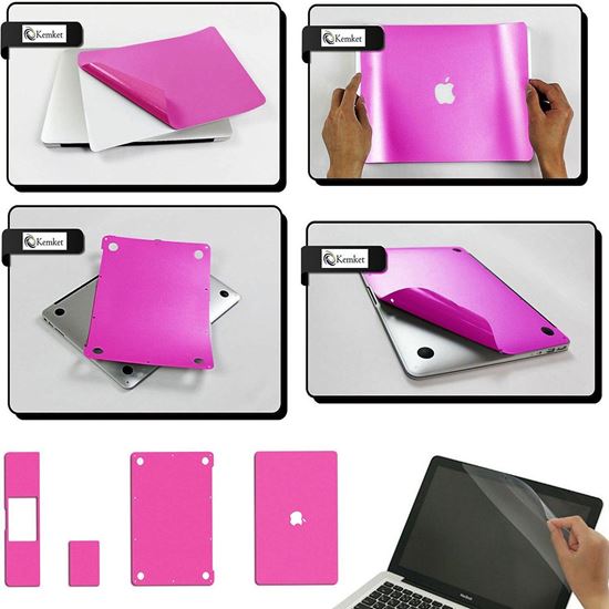 Picture of MacBook Air- 13.3 Inch Clear Screen Protector 5 in 1 Screen Protector Film For Apple Mac Book Laptop, Include Screen Protector, Palmrest with Trackpad, Upper and Bottom Cover Protective Skin, Easy To Install & Auto Absorption ( Pink )