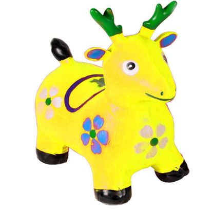 Picture of YELLOW Deer Hopper - (Inflatable Space Hopper, Jumping Deer, Ride-on Bouncy Animal)