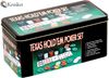 Picture of Texas Hold'em Poker Game Set Gaming Mat 200 Chips 2 Decks Playing Cards Tin Box And Acrylic Chip Set 100pcs.