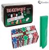 Picture of Texas Hold'em Poker Game Set Gaming Mat 200 Chips 2 Decks Playing Cards Tin Box And Acrylic Chip Set 100pcs.