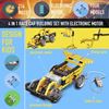 Picture of 4 in 1 electric race car building set, 216 pieces kids DIY engineering vehicle race car, street sweeper, gripping pliers, basketball stand building blocks set with electronic motor, creative building