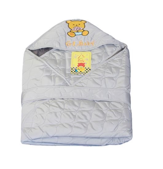 Picture of Newborn Baby Kid Super Soft Swaddle Blanket Wrap Hood Sleeping Bag Grey