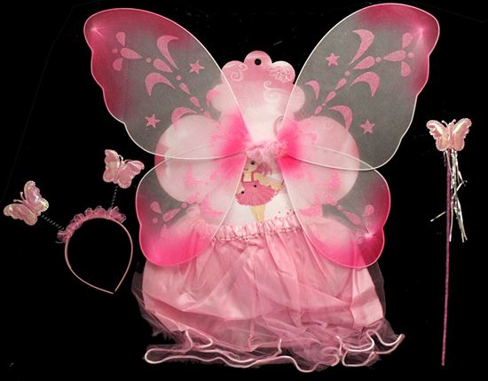 Picture of BUTTERFLY WING 4 PCS WITH SKIRT PINK