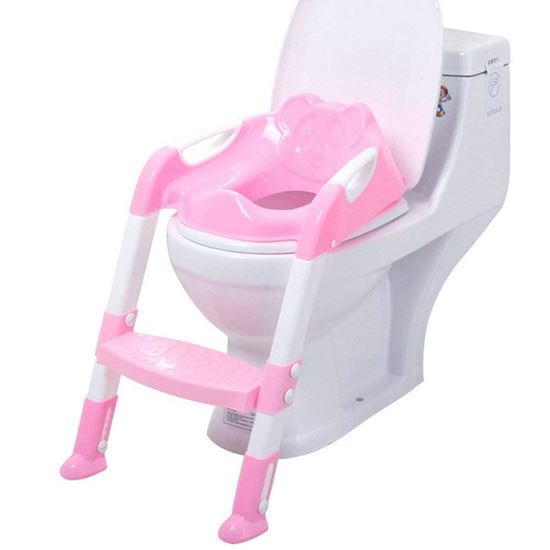 Picture of BABY KIDS/TODDLER/CHILD TOILET POTTY TRAINING STEP LADDER TOILET SEAT STEPS ASSISTANT POTTY FOR TODDLER CHILD TOILET TRAINER (PINK)