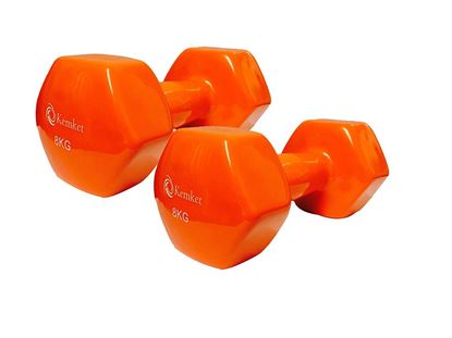Picture of Kemket Vinyl Coated Dumbbells Set of 2 - 8kg Home Gym Fitness Exercise Biceps Weight Training 8kg