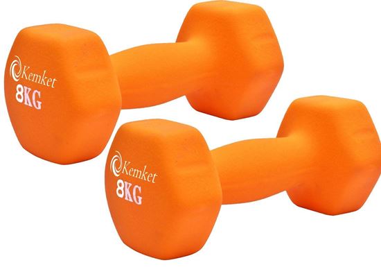 Picture of Kemket Neoprene Hand Dumbbells Weights Pair Fitness Home Gym Exercise Barbell 8KG Home Gym Fitness Exercise workout training 8Kg