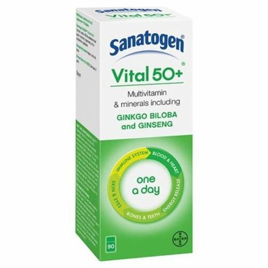 Picture of Sanatogen Vital 50+ Multivitamin & Mineral Supplement with Ginkgo Biloba and Ginseng | 90 Tablets | Vitamin C | Vitamin D | Vitamin E | for Adults aged 50 years and over