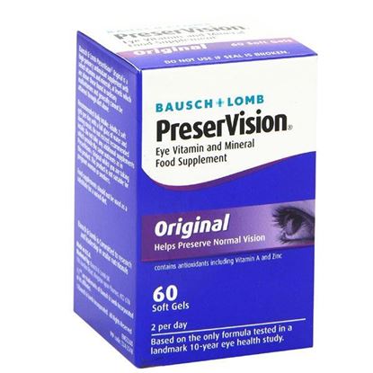 Picture of Bausch&Lomb PreserVison Eye Vitamin and Mineral Food Supplement Original For AMD 60 Soft Gels