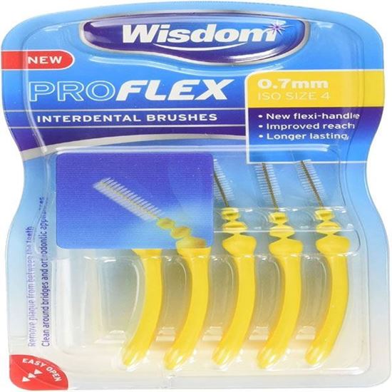 Picture of Wisdom Pro Flex Interdental Brush - 0.70mm Yellow - 5 Brushes Per Pack (1)
