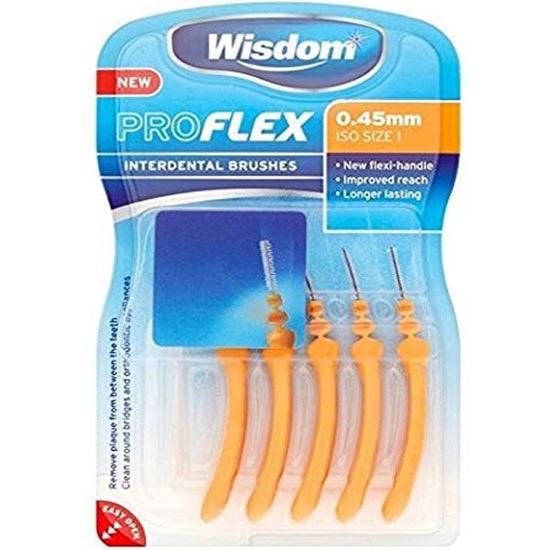 Picture of Wisdom Pro Flex Interdental Brush - 0.45mm Orange - 5 Brushes Per Pack