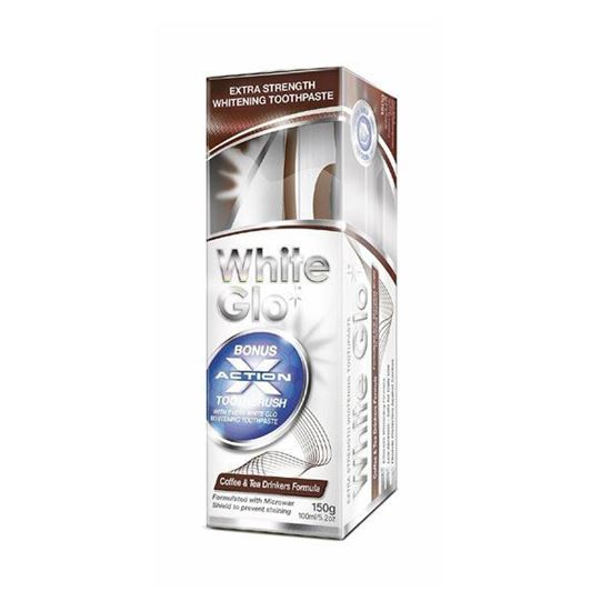 Picture of White Glo Coffee & Tea Drinkers Formula Whitening Toothpaste 150g with Brush