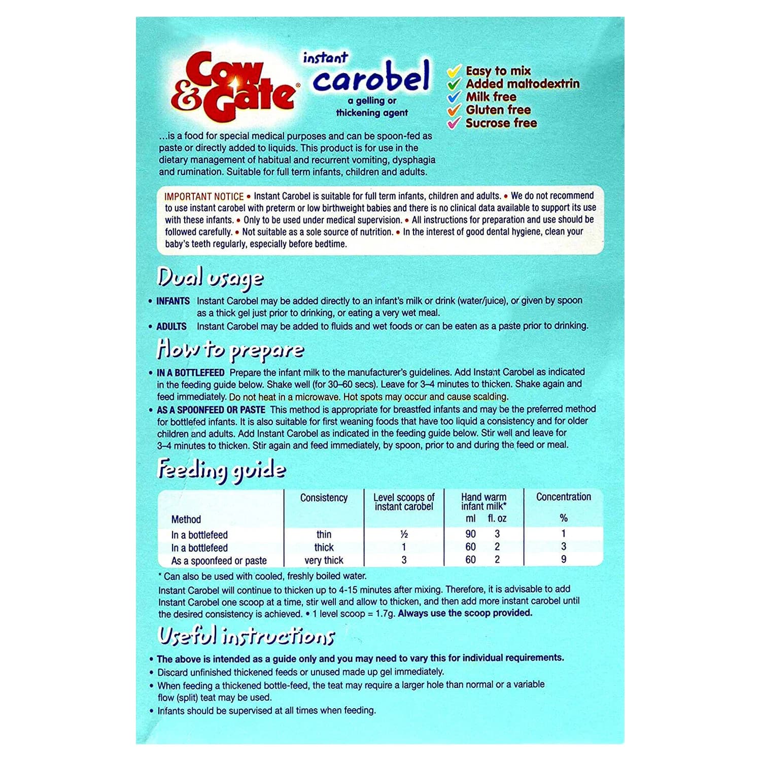 Cow & Gate Instant Carobel 135g
