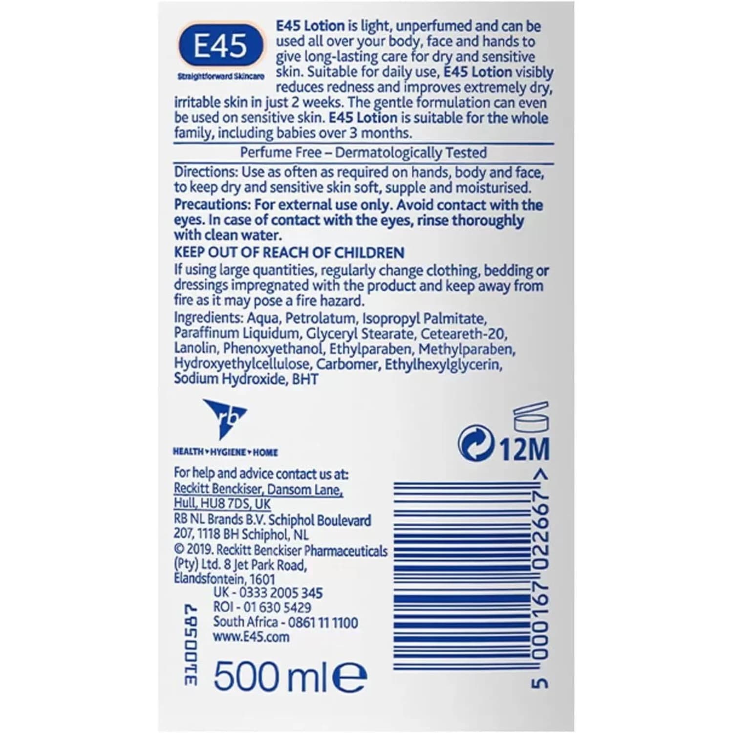 E45 Moisturising Lotion 500ml
