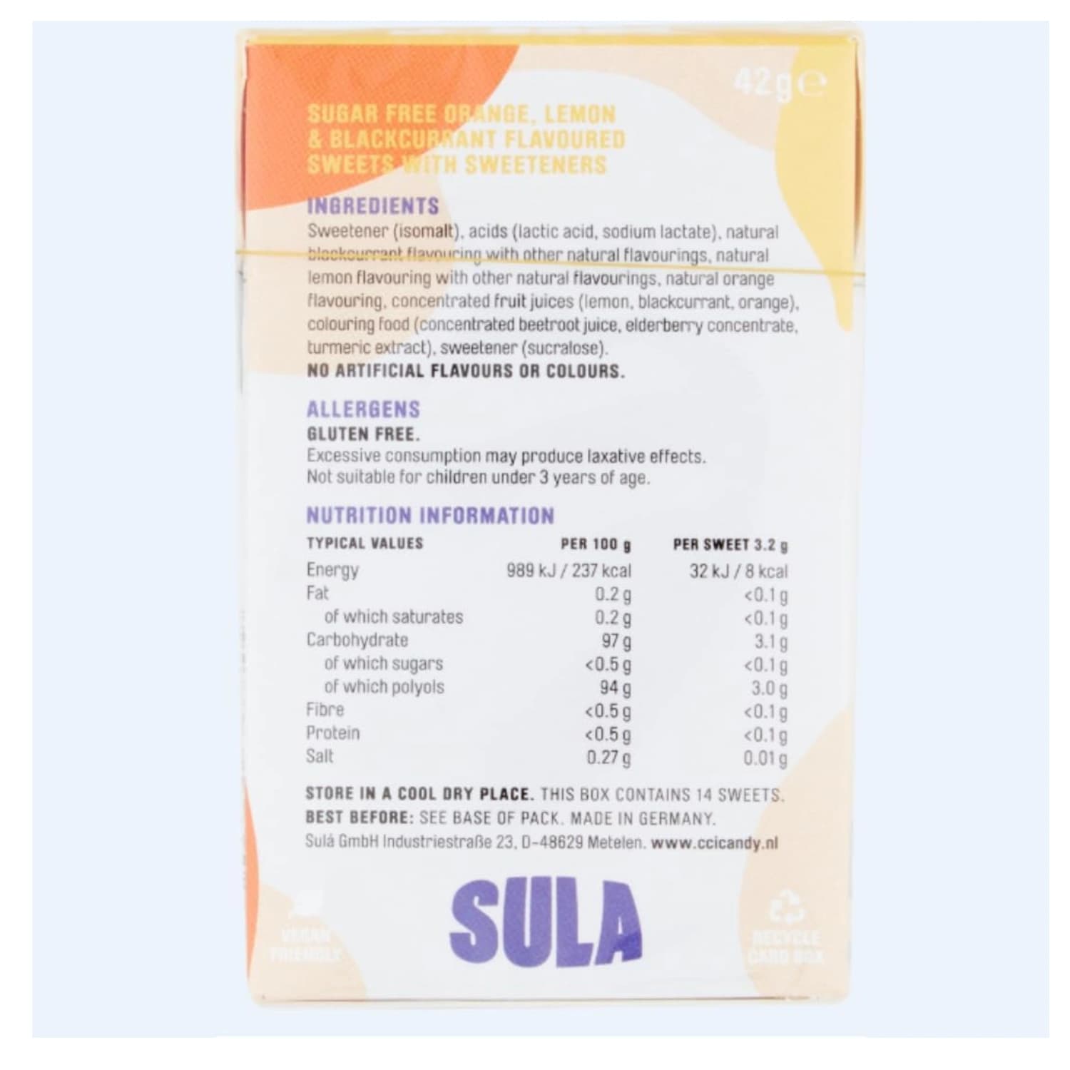 Sula Fruit Mix Sugar Free Sweets 42g