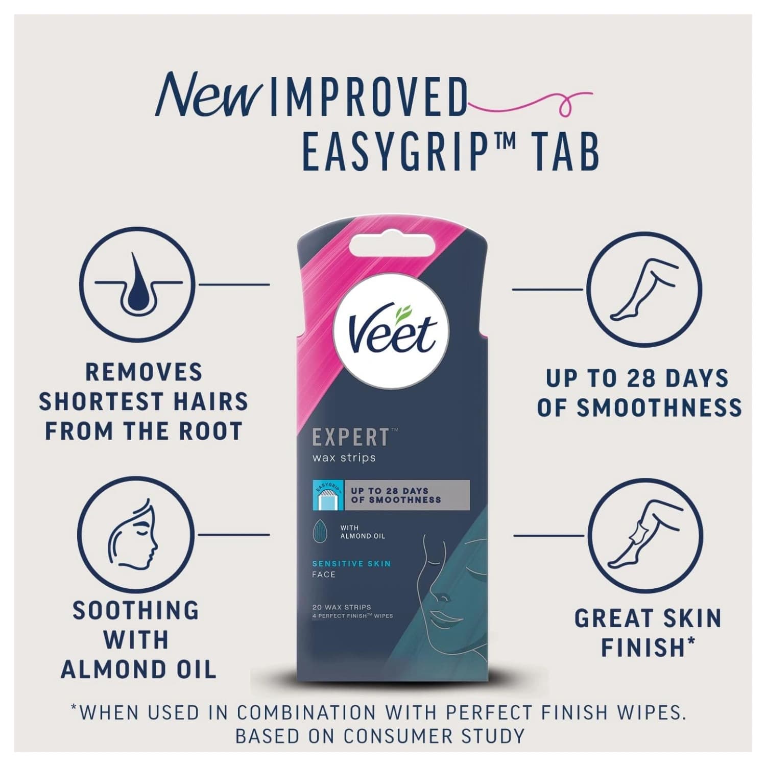 Veet Expert Wax Strips Face Sensitive Skin Hair Removal – 20s