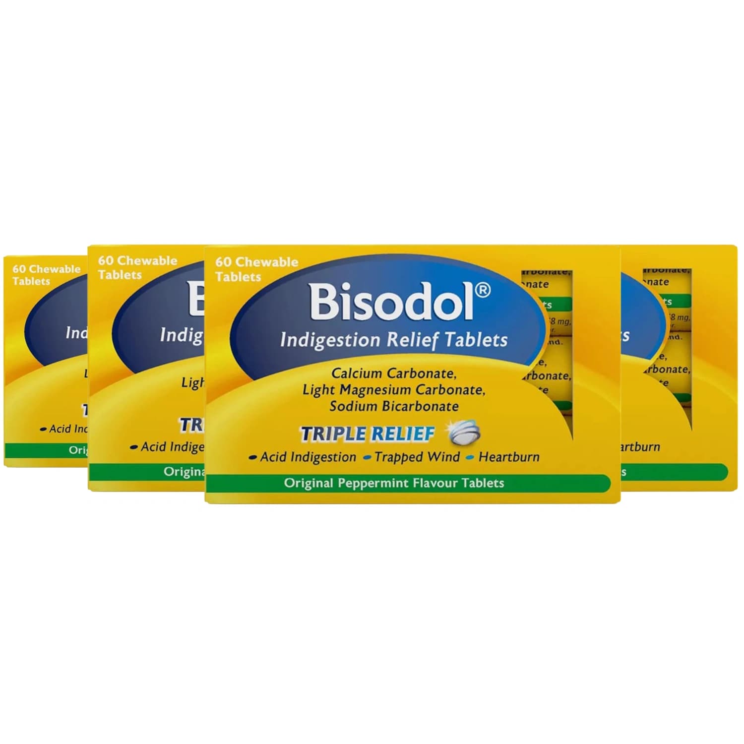 4x Bisodol Indigestion Relief Tablets 60 Tablets
