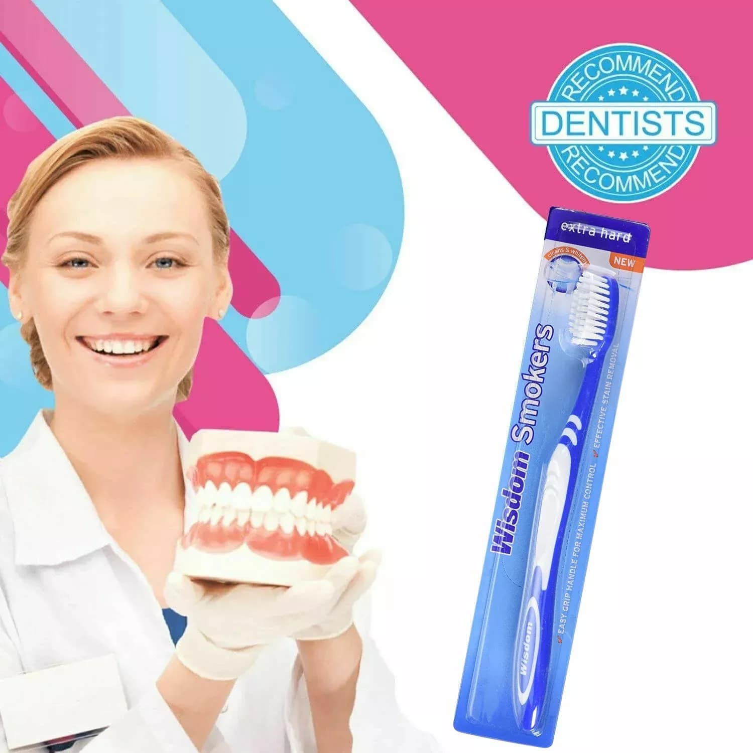 3x Wisdom Smokers Extra Hard Toothbrush