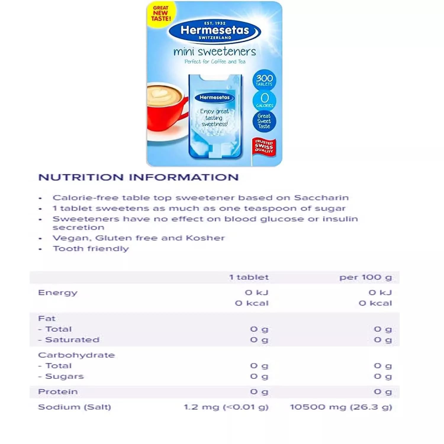 Hermesetas Mini Sweeteners 300 Tablets