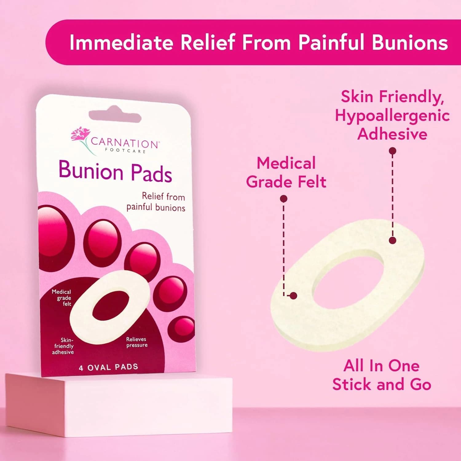 Carnation Bunion Pads – 4 Pads