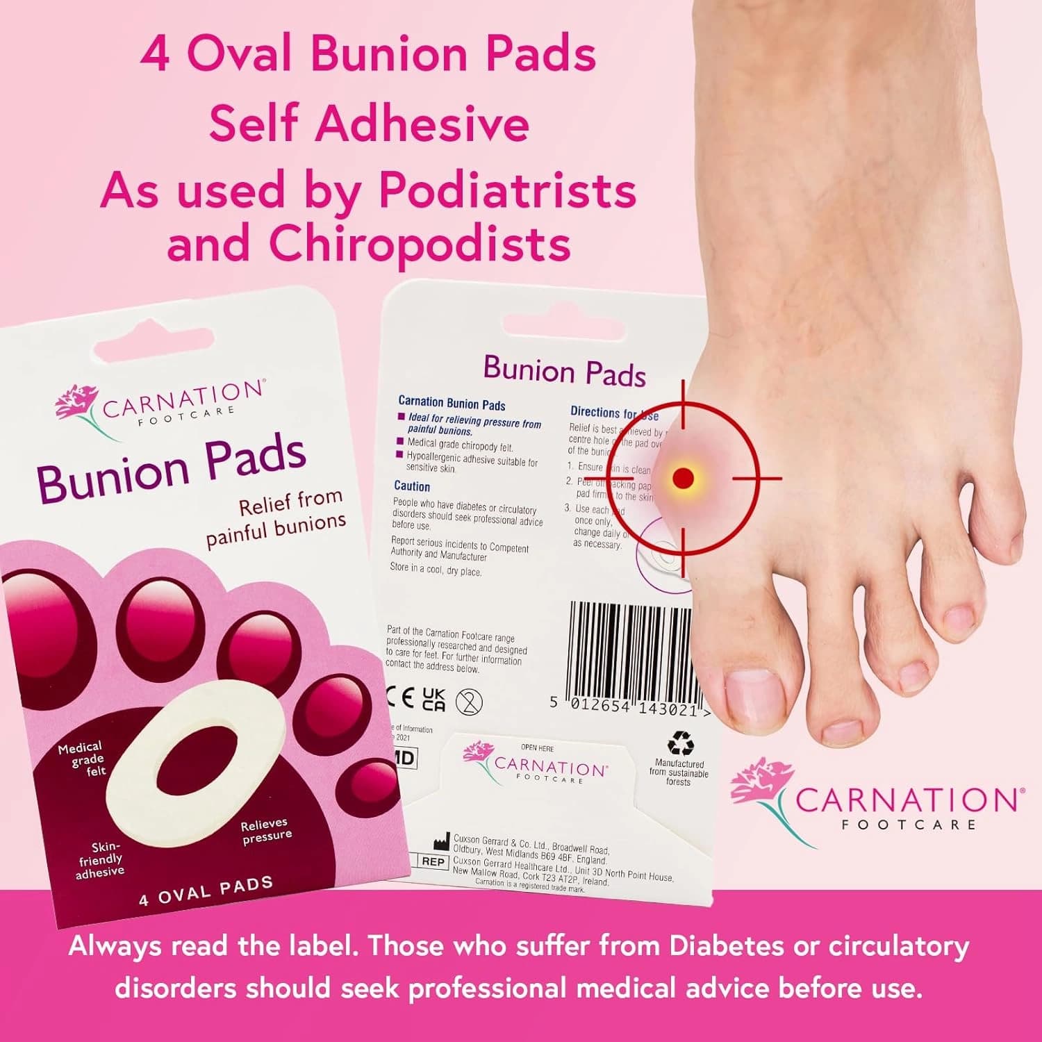 Carnation Bunion Pads – 4 Pads