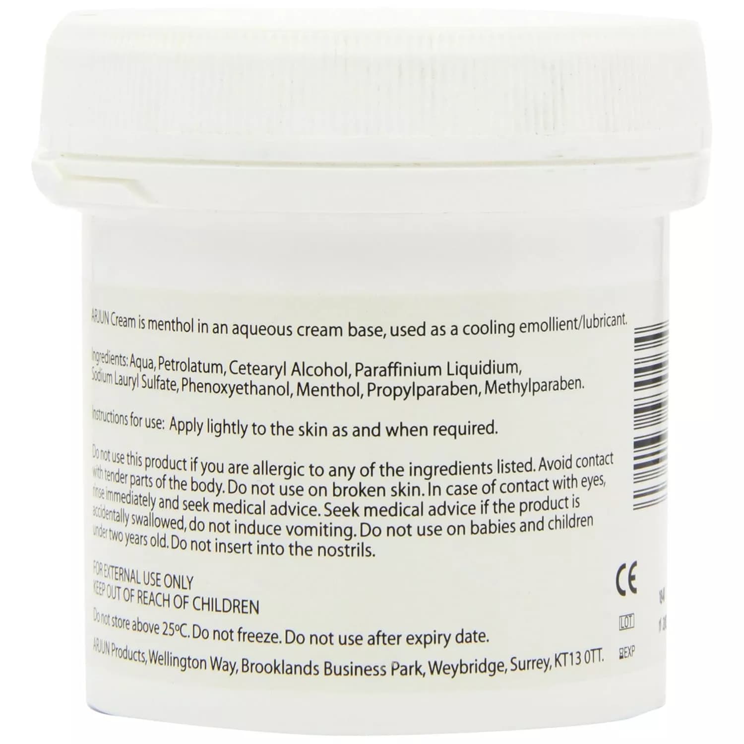 Arjun 2% Menthol Aqueous Cream 500g
