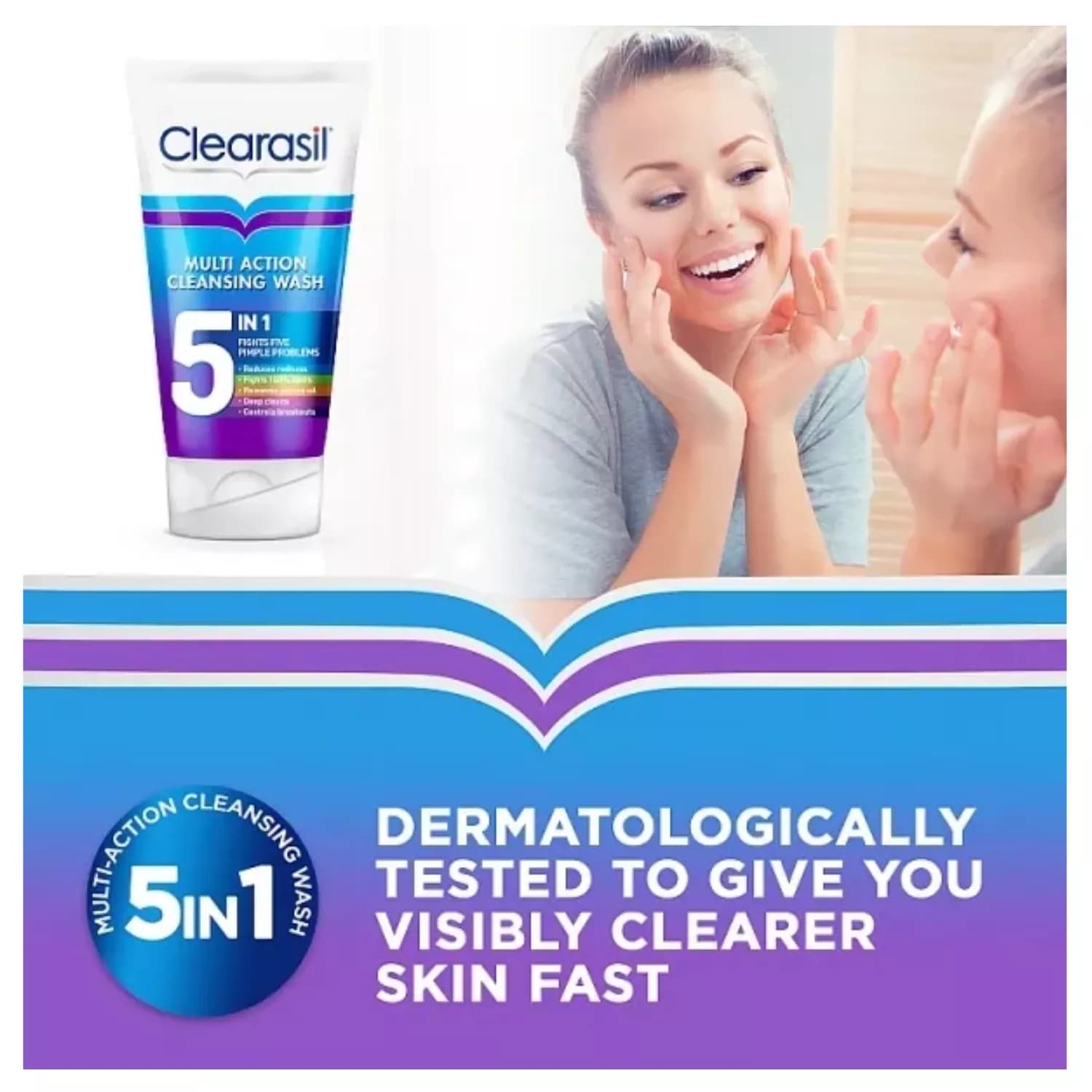 Clearasil 5 in 1 Multi-Action Acne Face Wash 150ml