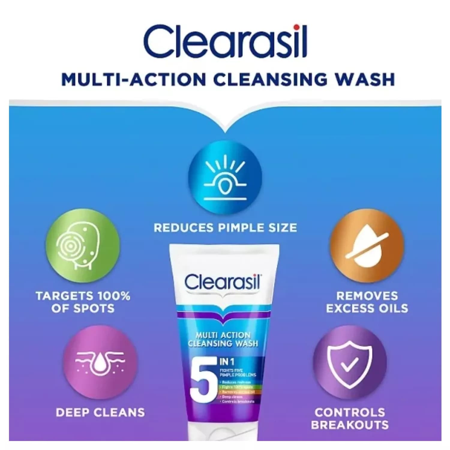Clearasil 5 in 1 Multi-Action Acne Face Wash 150ml