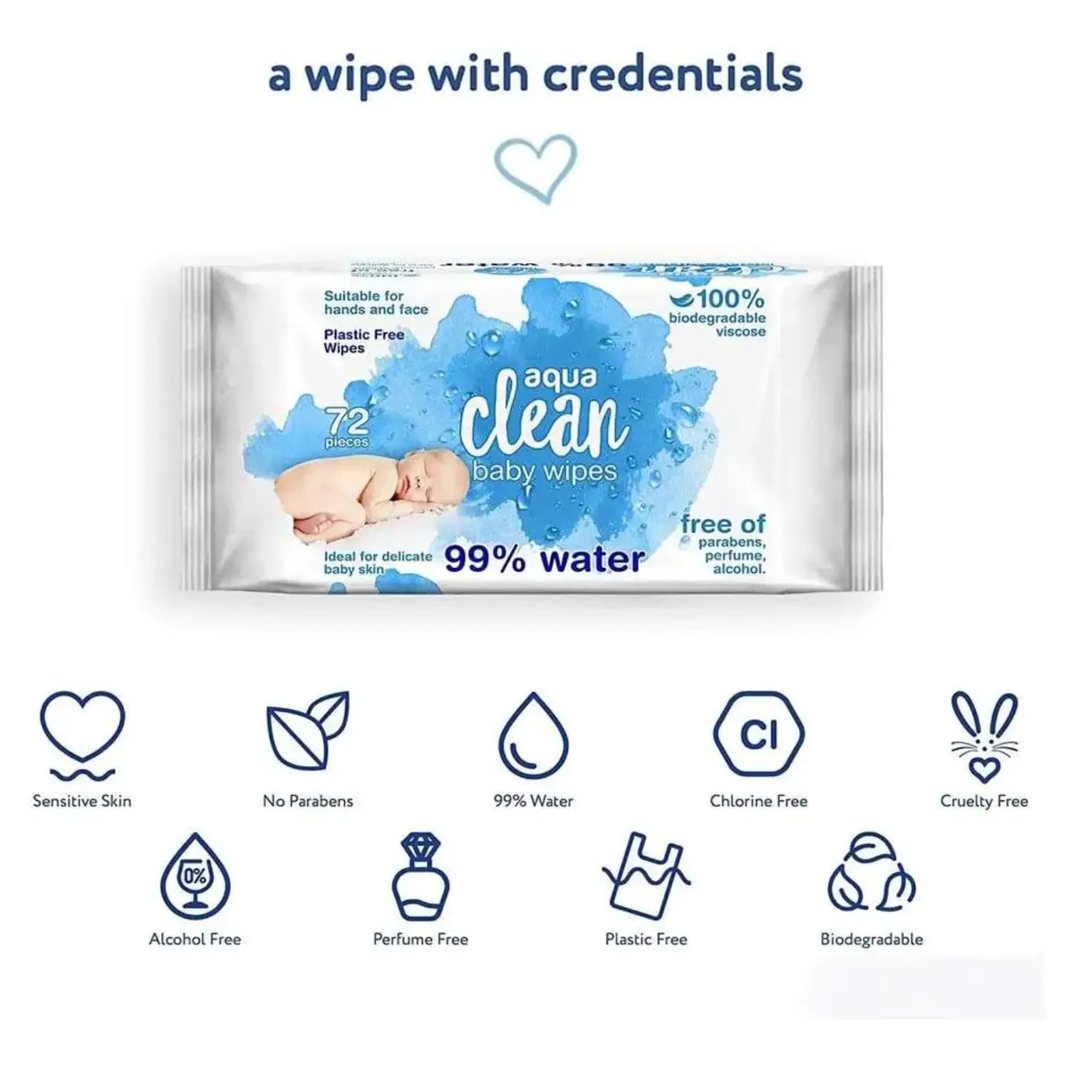 Aquaclean baby wipes 72s 3