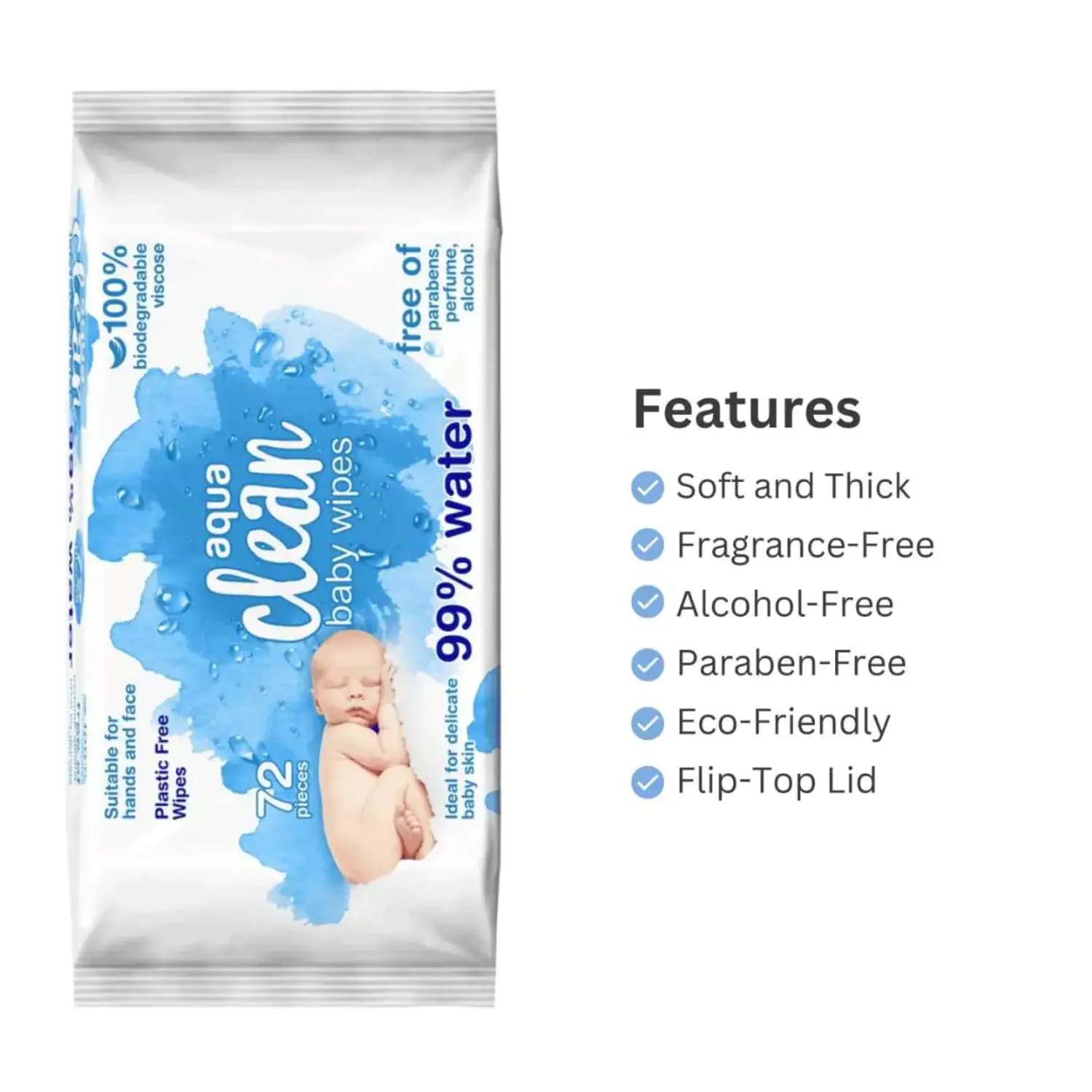 Aquaclean baby wipes 72s 4