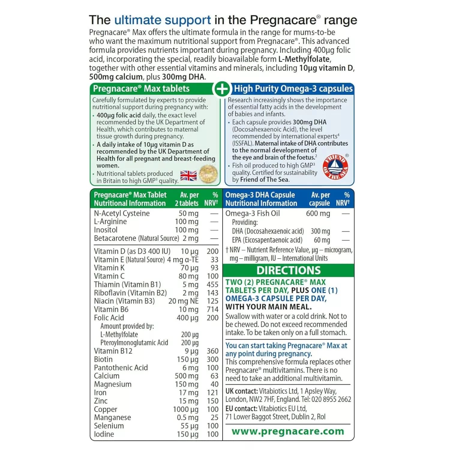 Vitabiotic pregnacare max 84 3
