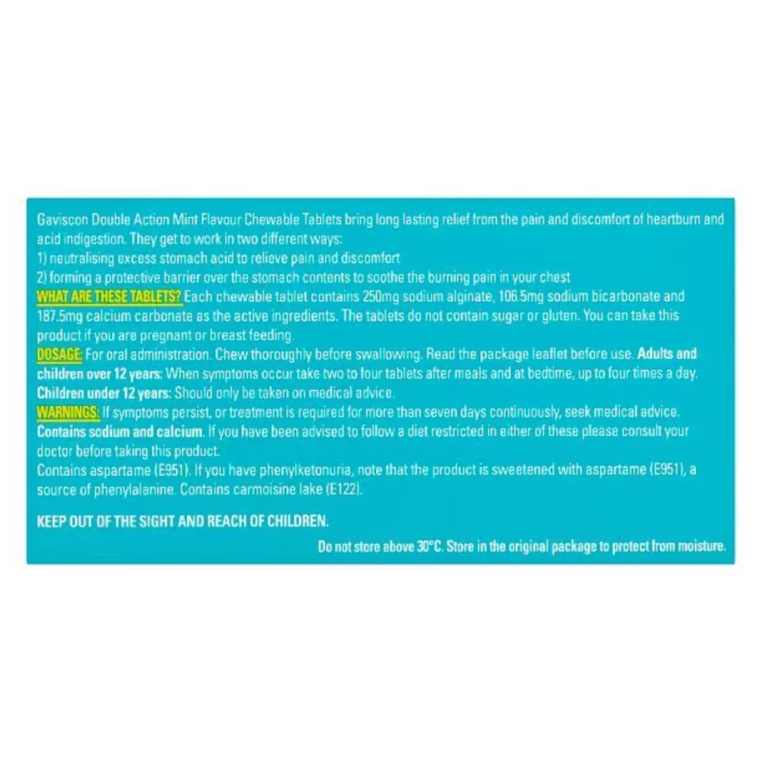 Gaviscon Double Action Mint Flavour – 48 Tablets