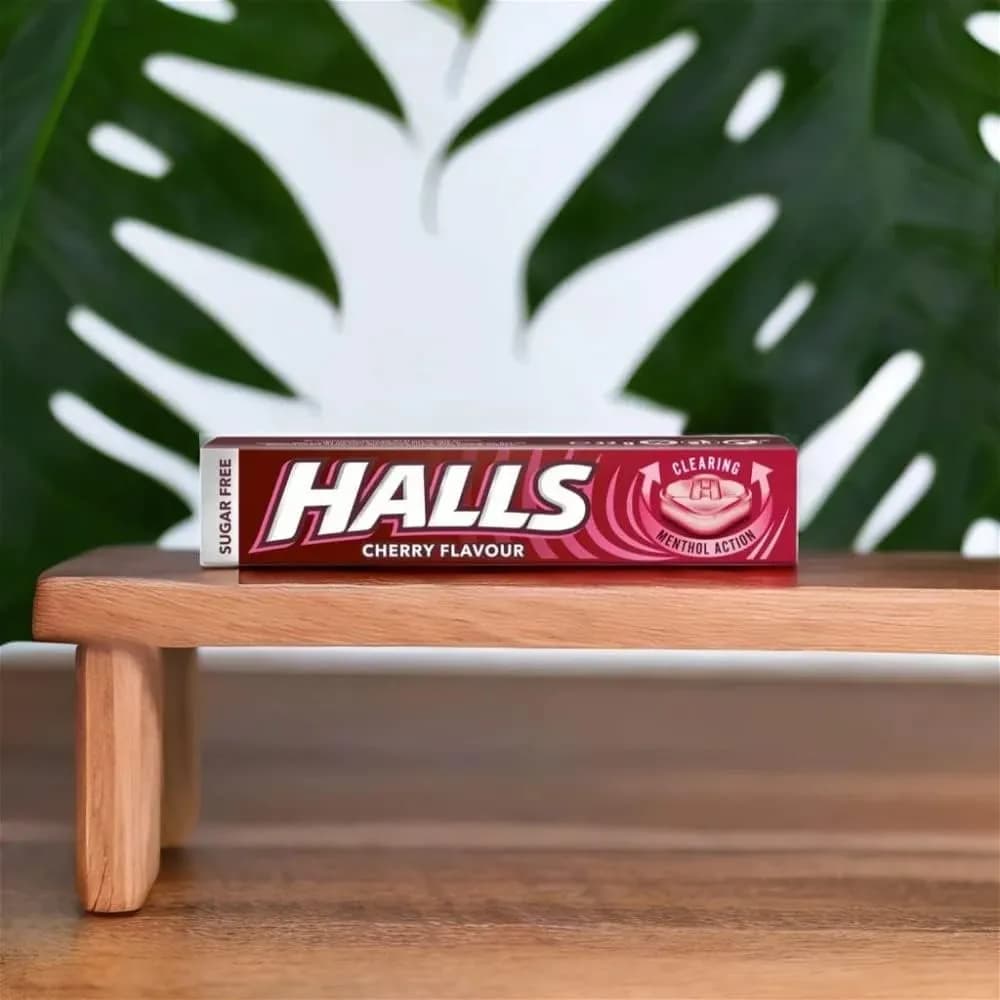 Halls Sugar Free Cherry Mentho-Lyptus Throat Lozenges Stick – 32g