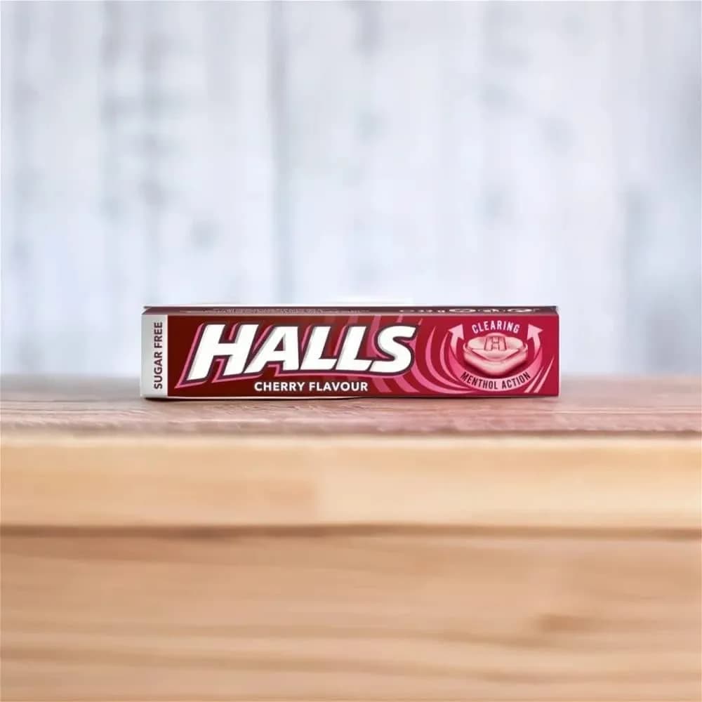 Halls Sugar Free Cherry Mentho-Lyptus Throat Lozenges Stick – 32g