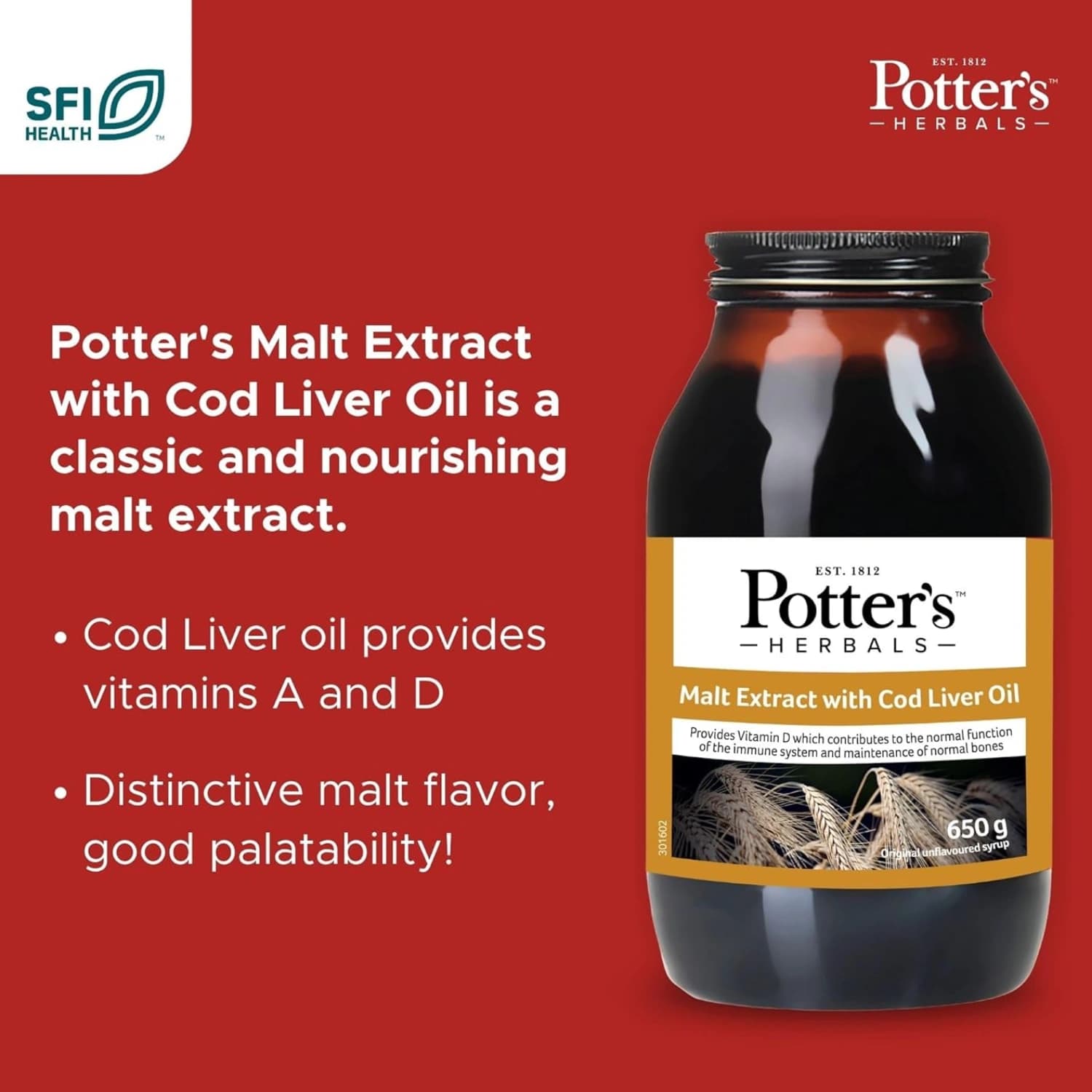Potters Malt Extract with Cod Liver Oil Original 650g