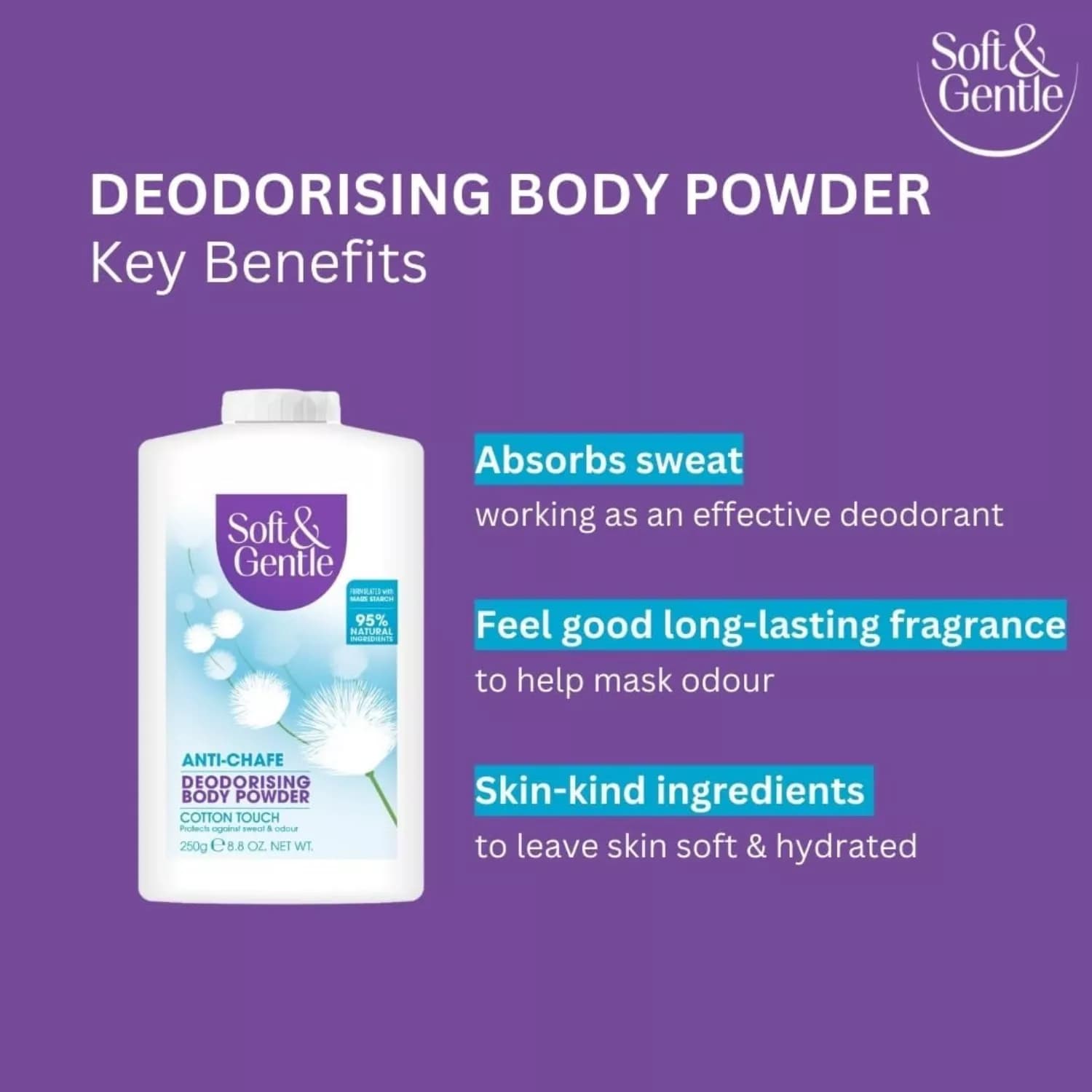 Soft and Gentle Fresh Cotton Body Powder 250g