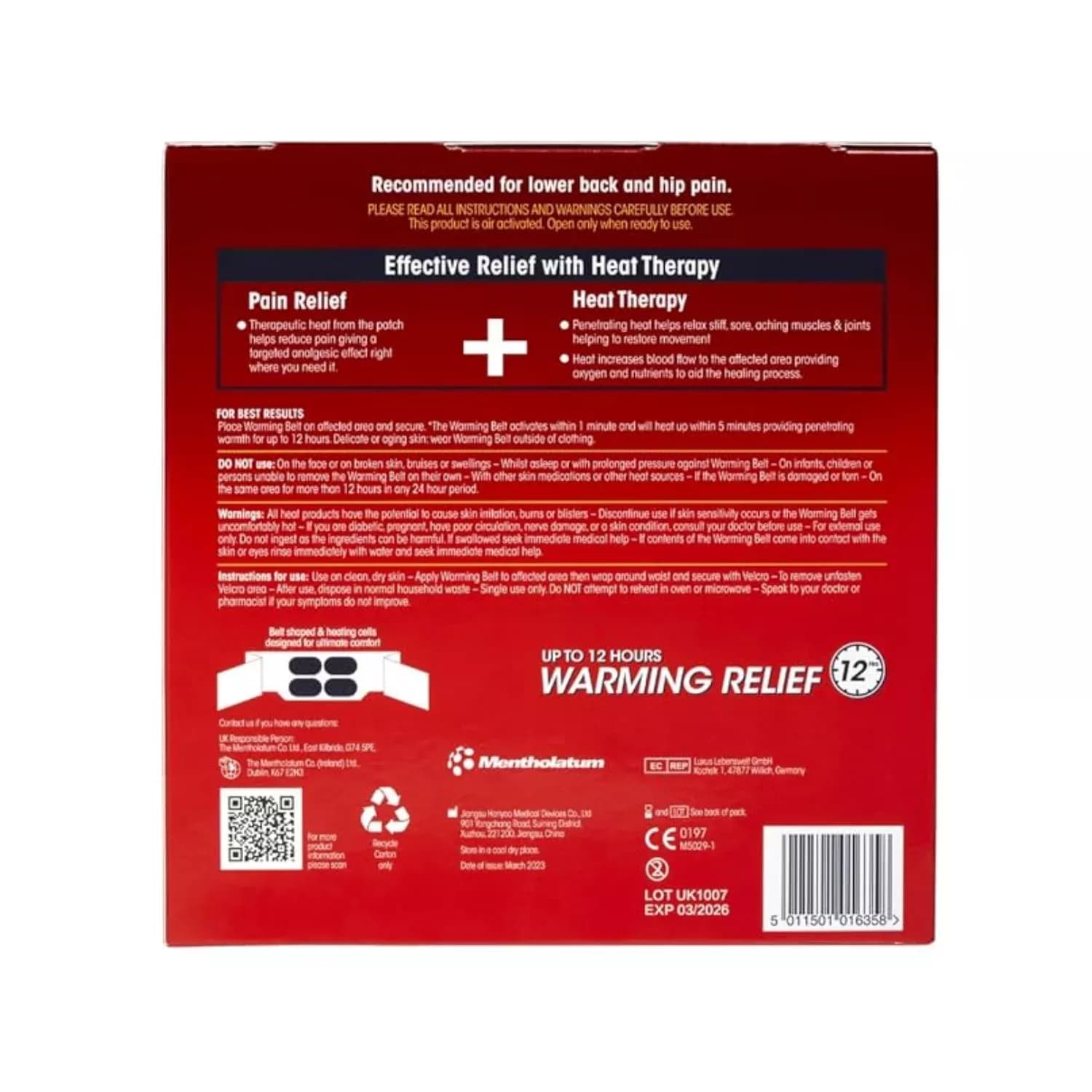 Deep Heat Warming Belt Long Lasing Pain Relief 2 Belt