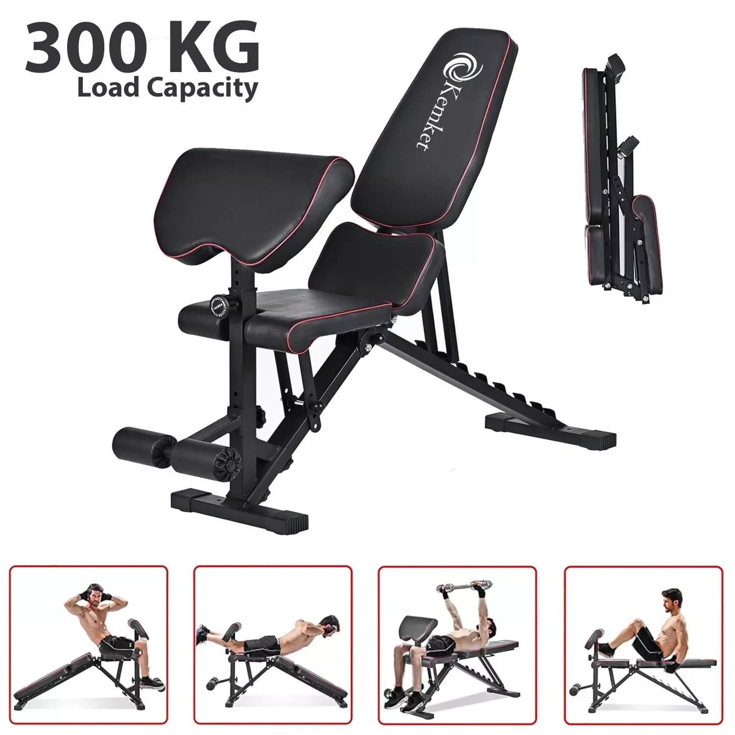 Kemket Adjustable Weight Bench for Full Body Workout, Foldable sit up Bench
