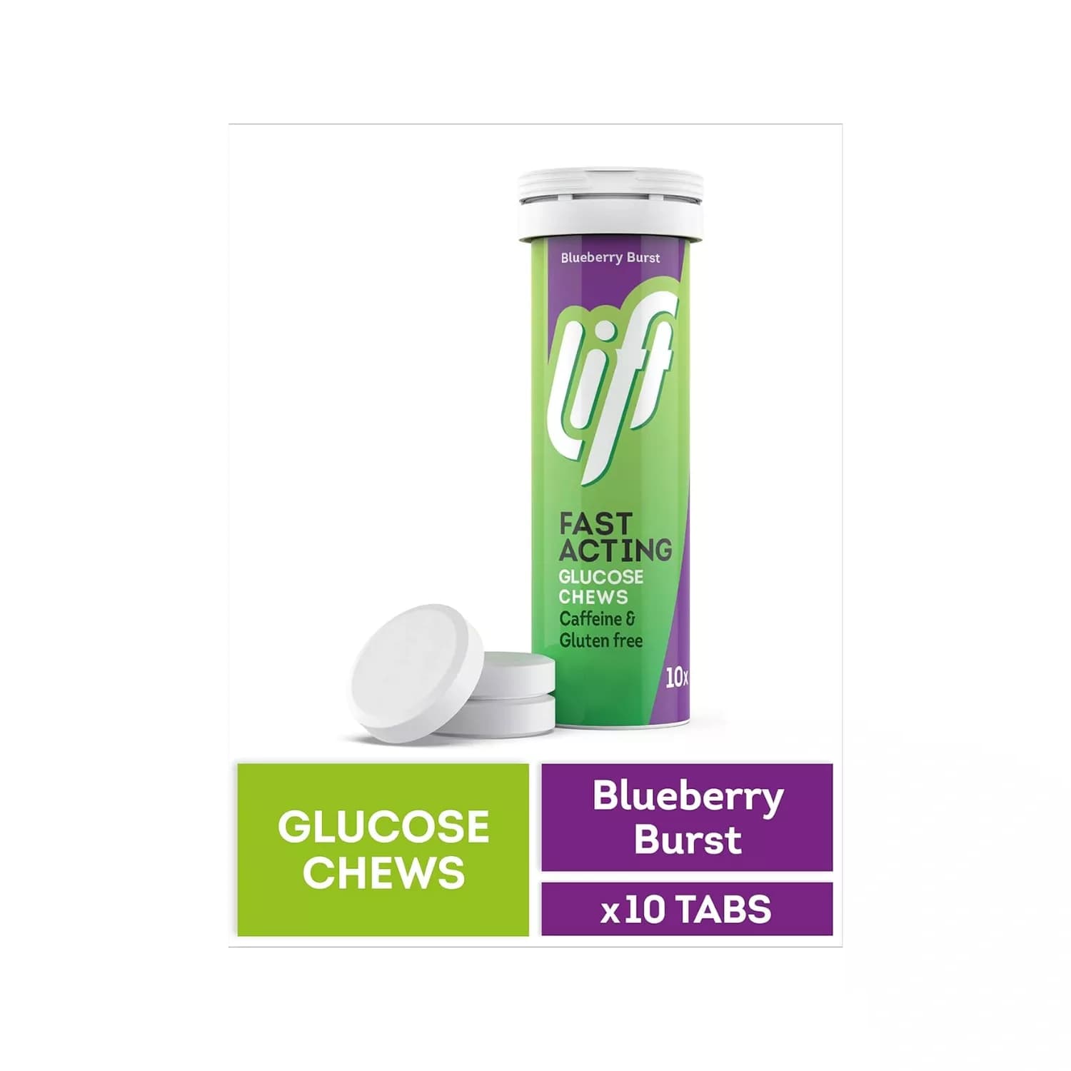 Lift Glucose Chewable Blueberry 10 Tablets