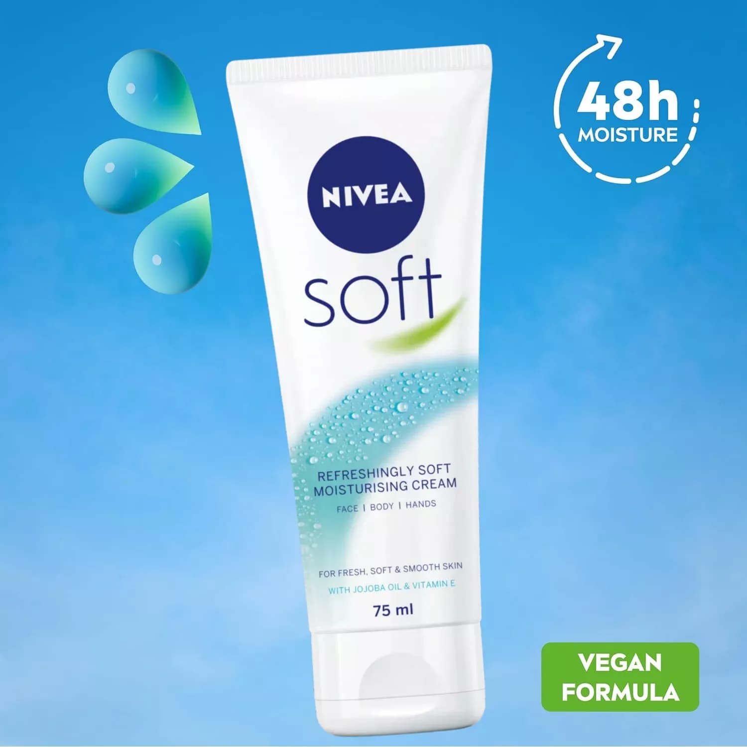 Nivea Soft Moisturiser Cream for Face, Hands & Body 75ml