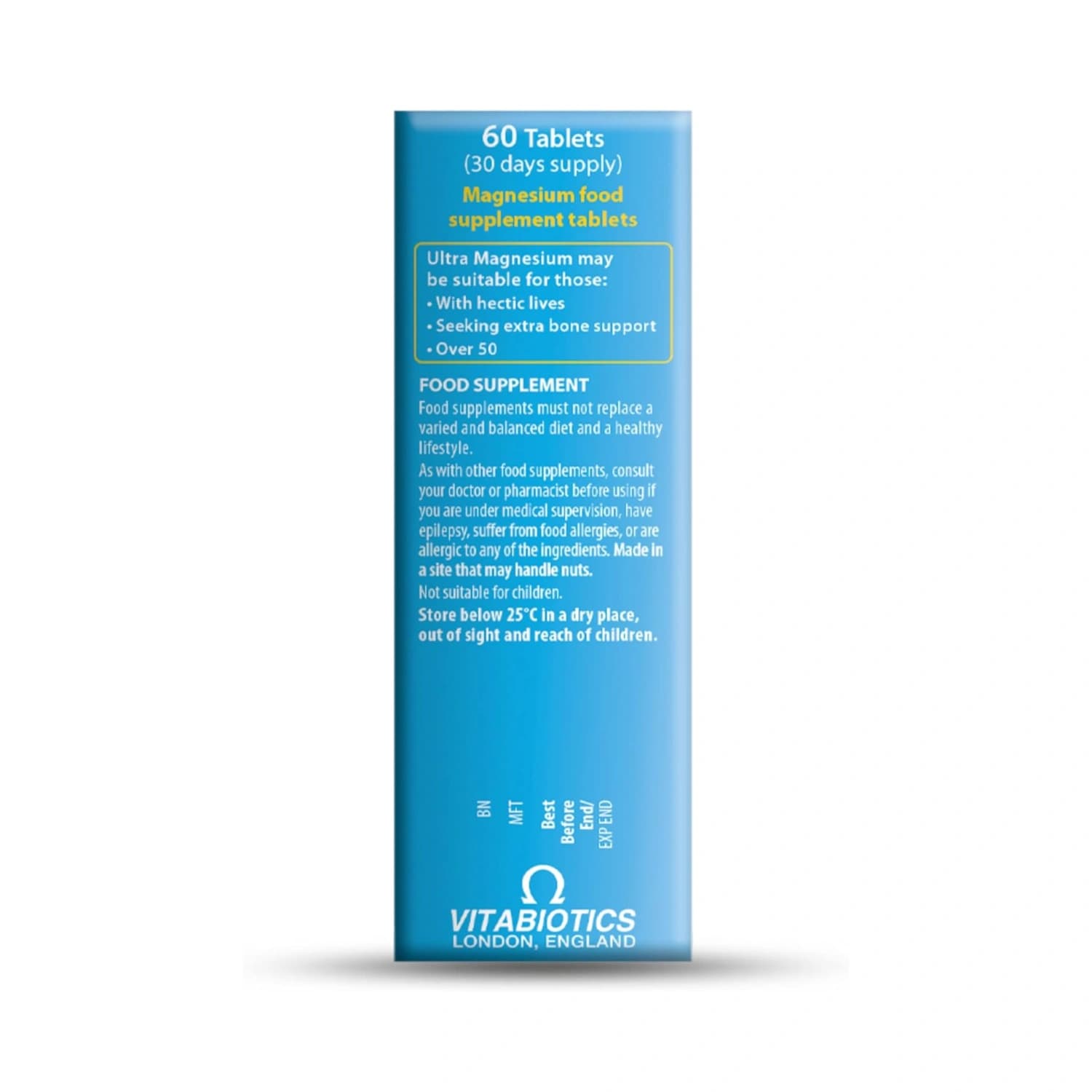 Vitabiotics Ultra Magnesium Supplement 375mg 60 Tablets