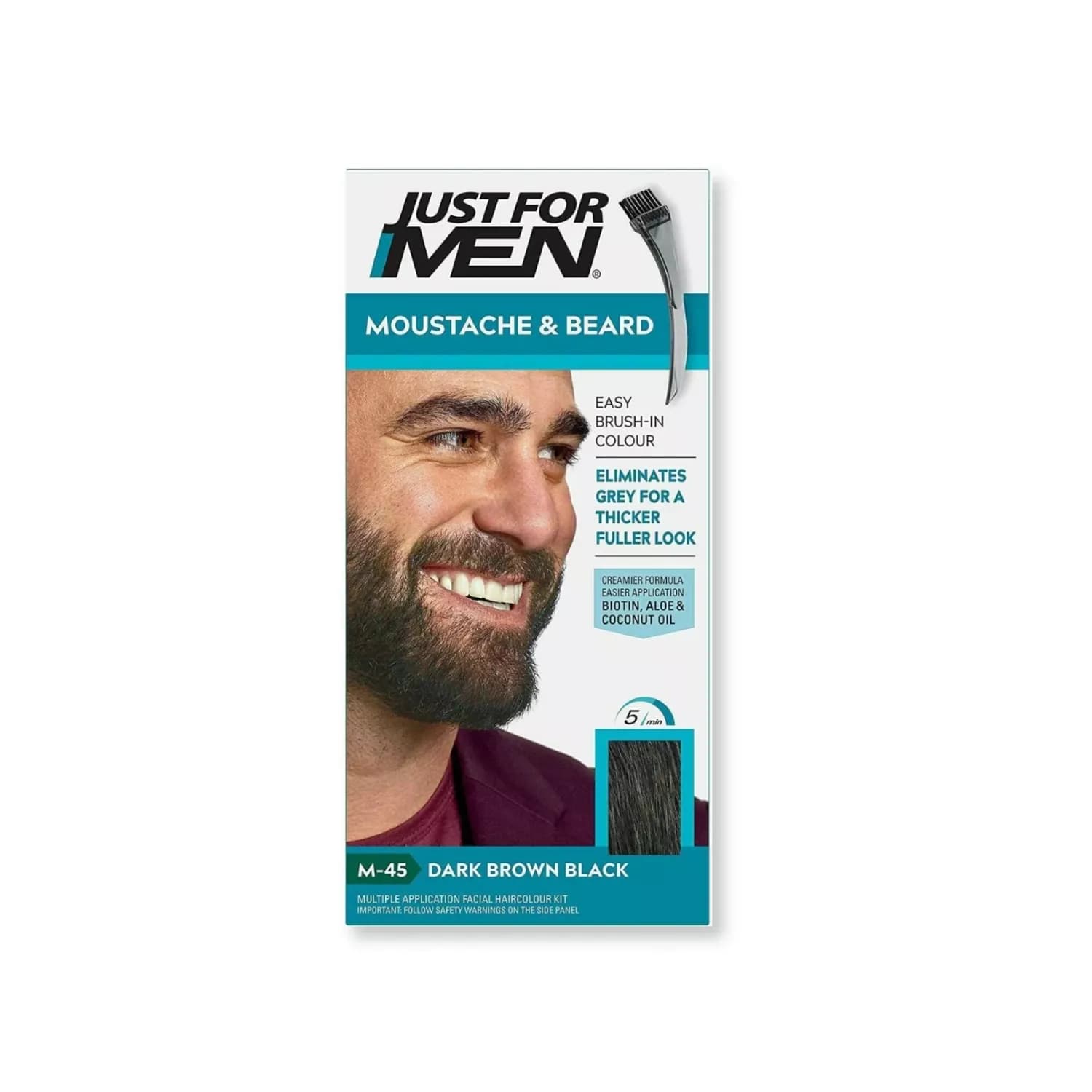 3x Just For Men Moustache & Beard Dark Brown Black Hair Dye M-45