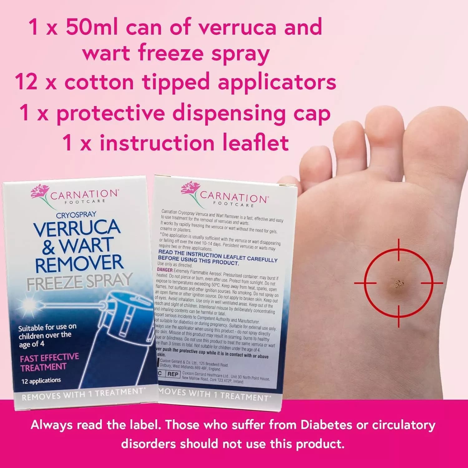 Carnation verruca and wart remover freeze spray 50ml 4