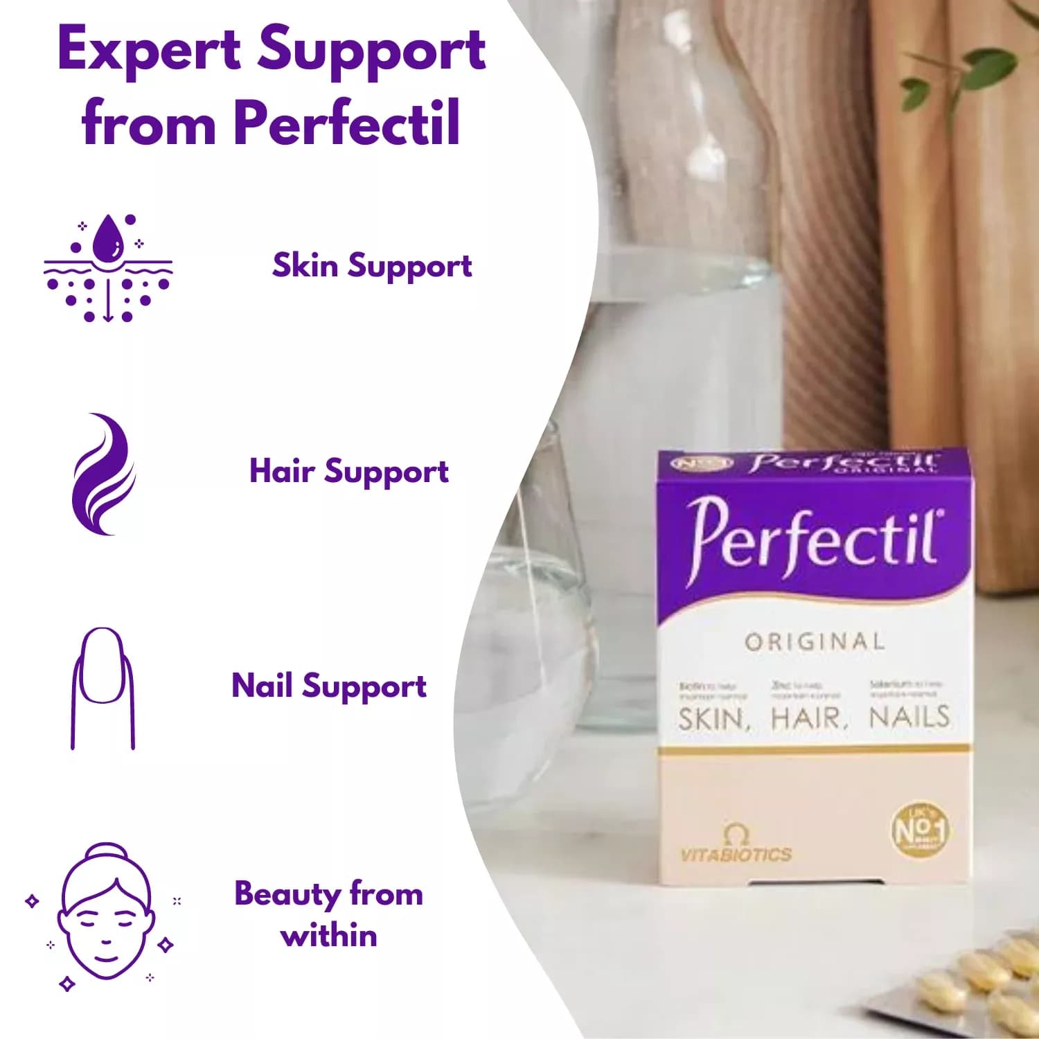 Vitabiotics perfectil original skin hair nails supplement 90 tablets 3