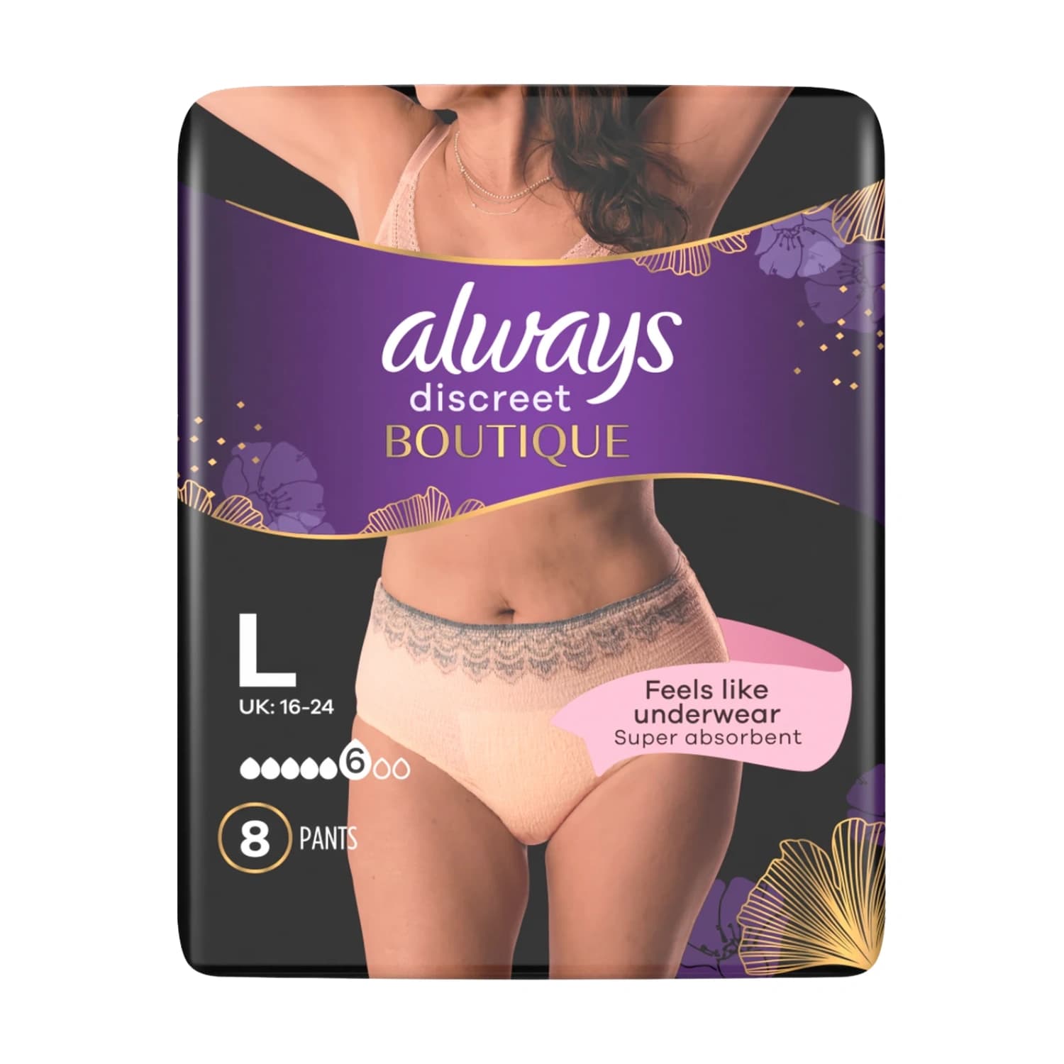Always Dailies Discreet Boutique Plus Pants Large 8 Pack (1)