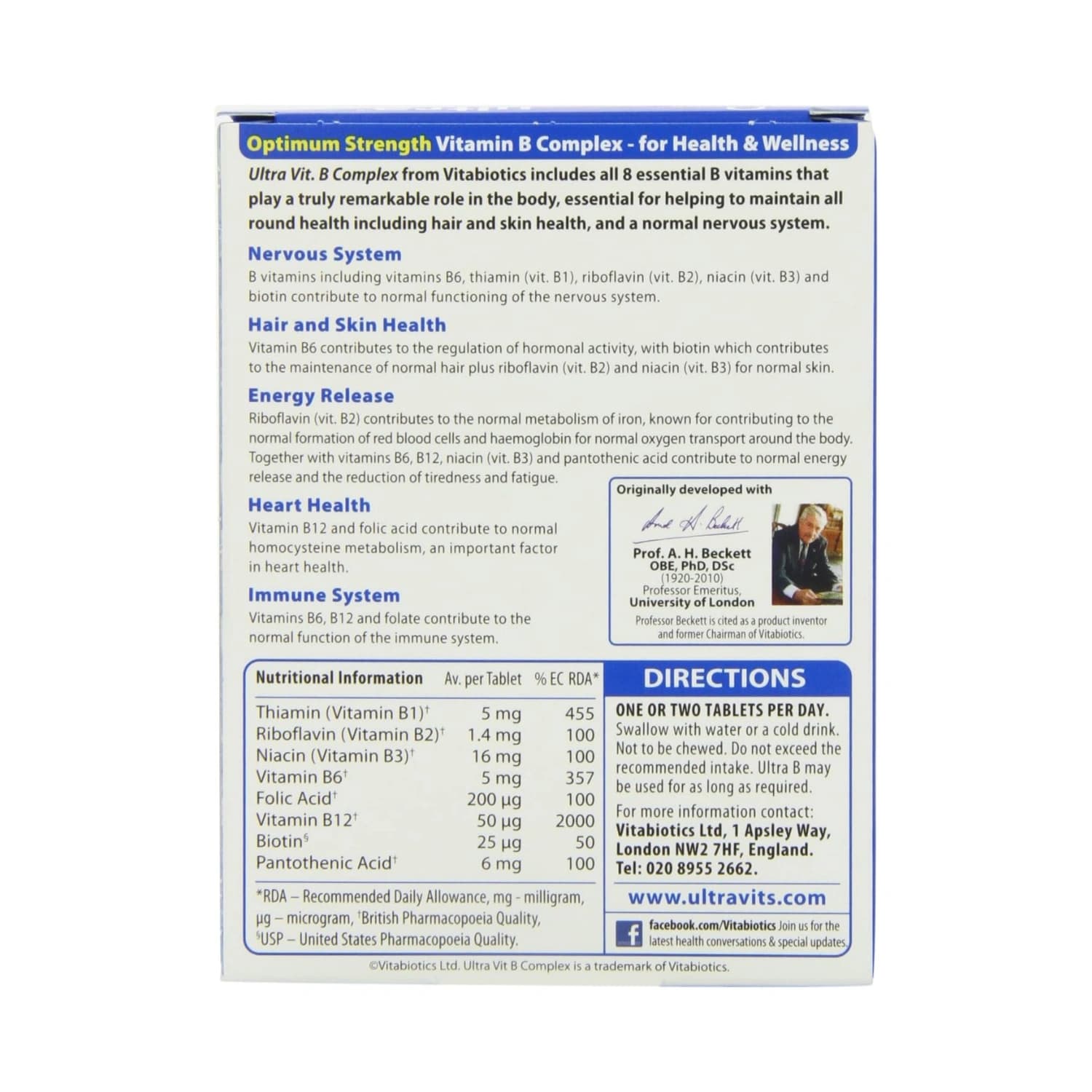 Vitabiotics ultra vitamin b complex 60 tablets 4