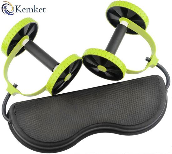 Picture of Kemket AB Wheels Roller With Double Stretch Elastic Abdominal Resistance Pull Rope