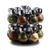 Picture of Stylish Black Two Tier 16 Jar Rotating Revolving Spice Rack Carousel With 16 Spice Jars.