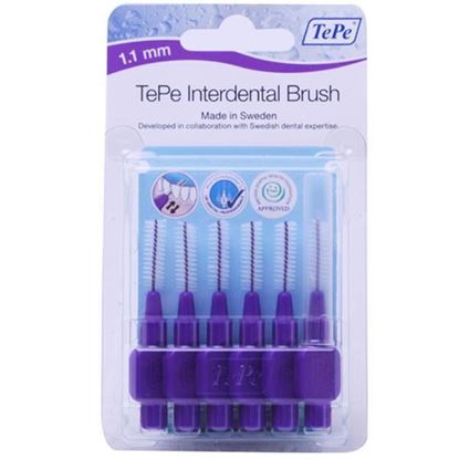 Picture of TePe Interdental Brushes 1.1mm Purple (6 brushes Per Pack)